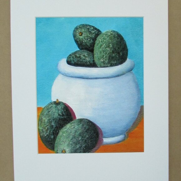 Bowl of Avocados Matted Art Print NWT - Picture 2 of 2
